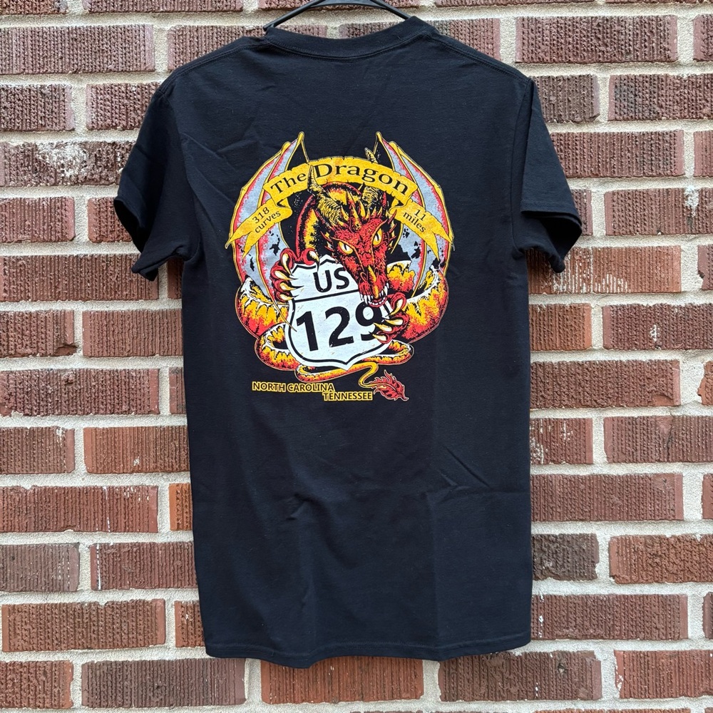 Vintage The Dragon US 129 Biker Short Sleeve Black unisex T-Shirt Size S